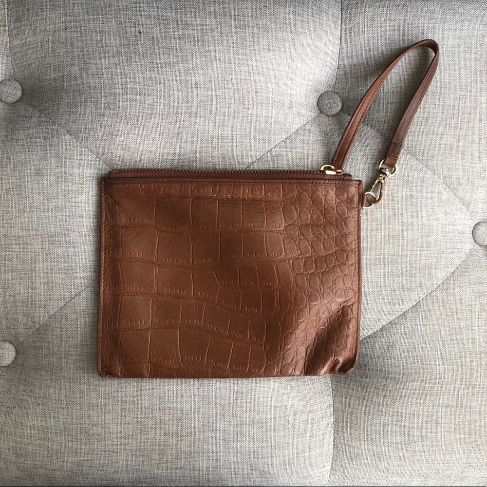 Cole Haan leather embossed alligator wristlet